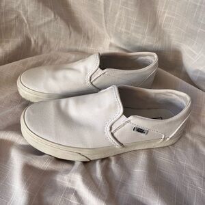 Vans Classic White Canvas Slip-Ons